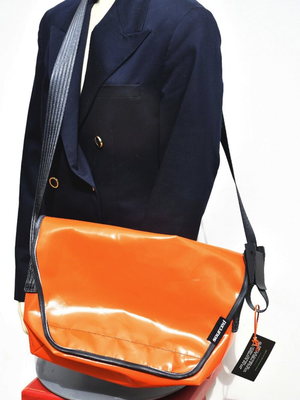 UK Sourced Orange Messenger Bag Large made from truck tarpaulin (NWT)